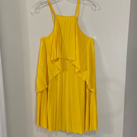 ASOS Yellow Spaghetti Strap Off the Shoulder Mini Dress - Picture 2 of 9